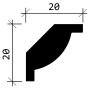 Profilansicht einer weißen PROFHOME Eckleiste (20x20 mm) im Set, Zubehör für Paneele.