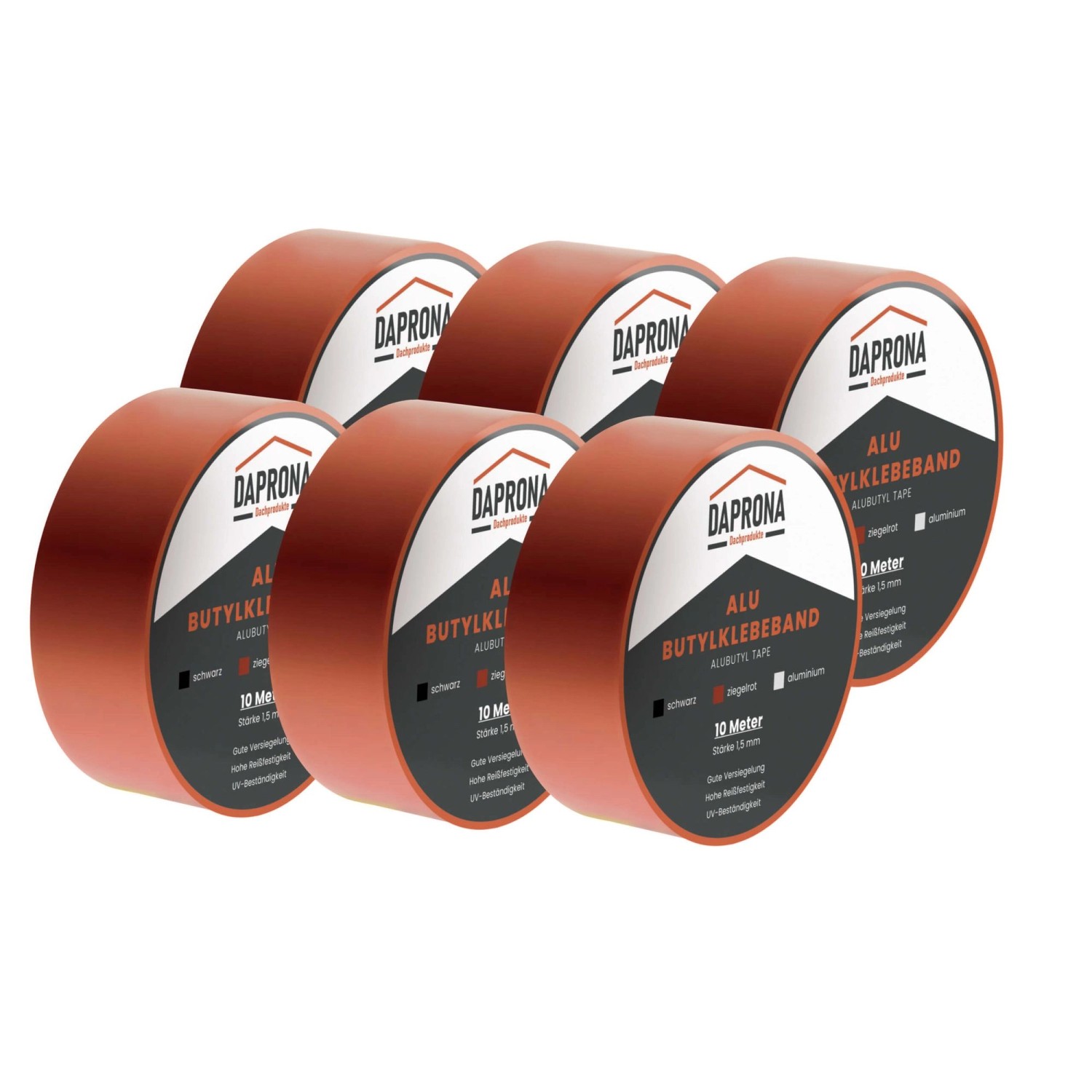 Daprona Butylband 6x 10m x 50mm Alu Ziegelrot Reperaturband Dichtband