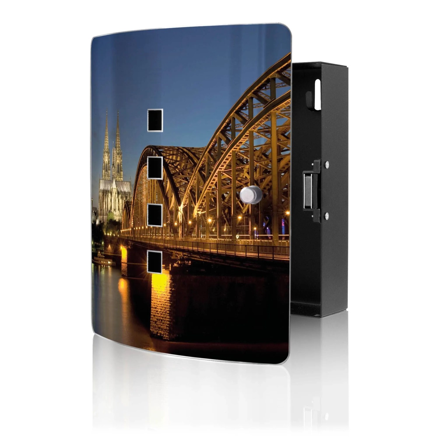 Banjado Design Schlüsselkasten Aus Edelstahl Für 10 Schlüssel 24x21,5x7cm Mit Magnetverschluss Motiv Köln