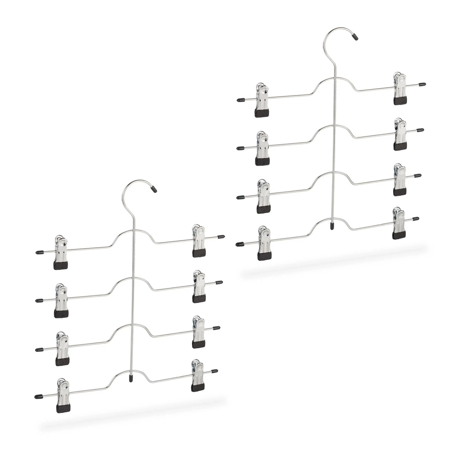 Relaxdays Mehrfachhosenbügel 2er Set Metall Silber Schwarz Rutschfest 39 cm x 34 cm x 2 cm 220 g