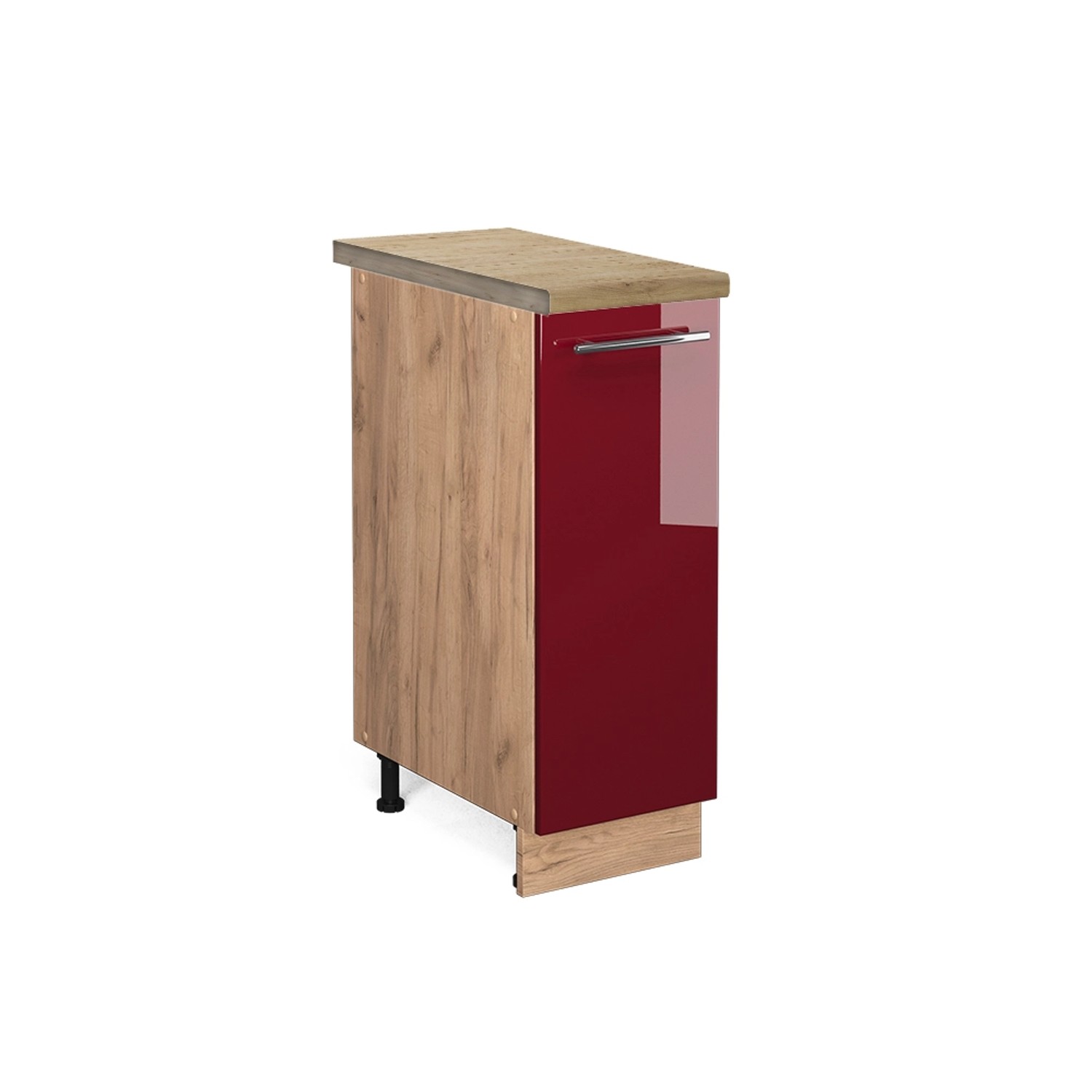 Vicco Apothekerschrank Fame-Line Bordeaux Hochglanz/Goldkraft Eiche 30 cm AP Eiche