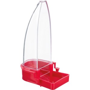 Trixie Tränke und Futterspender für Vögel, 90ml, rot/transparent.