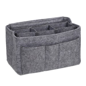 Relaxdays Taschenorganizer aus Filz, dunkelgrau, Größe S mit Fächern und entnehmbarem Trenner.