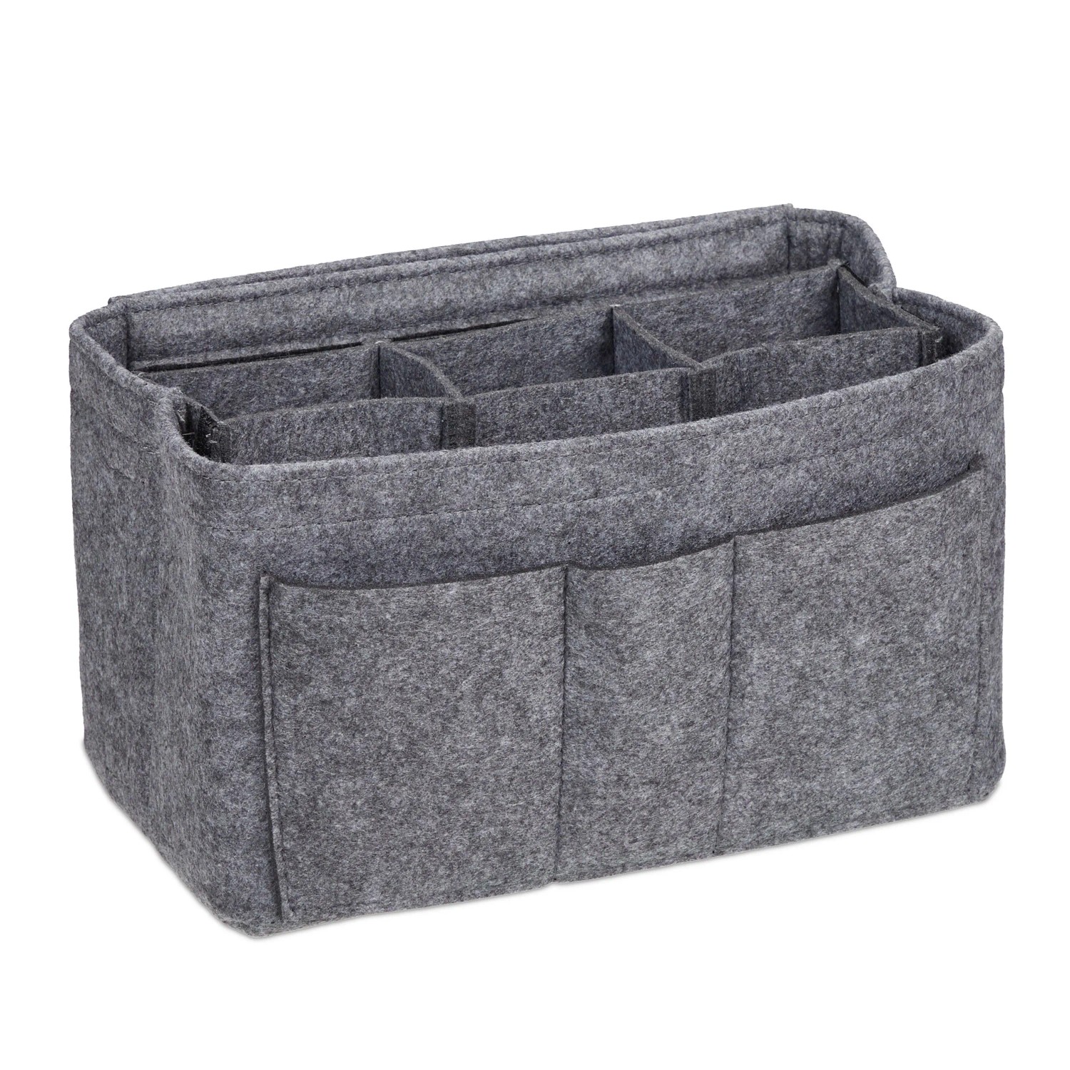 Relaxdays Taschenorganizer Filz Dunkelgrau Entnehmbarer Mitteltrenner Größe S 16 cm x 27 cm x 16 cm 0,24 kg