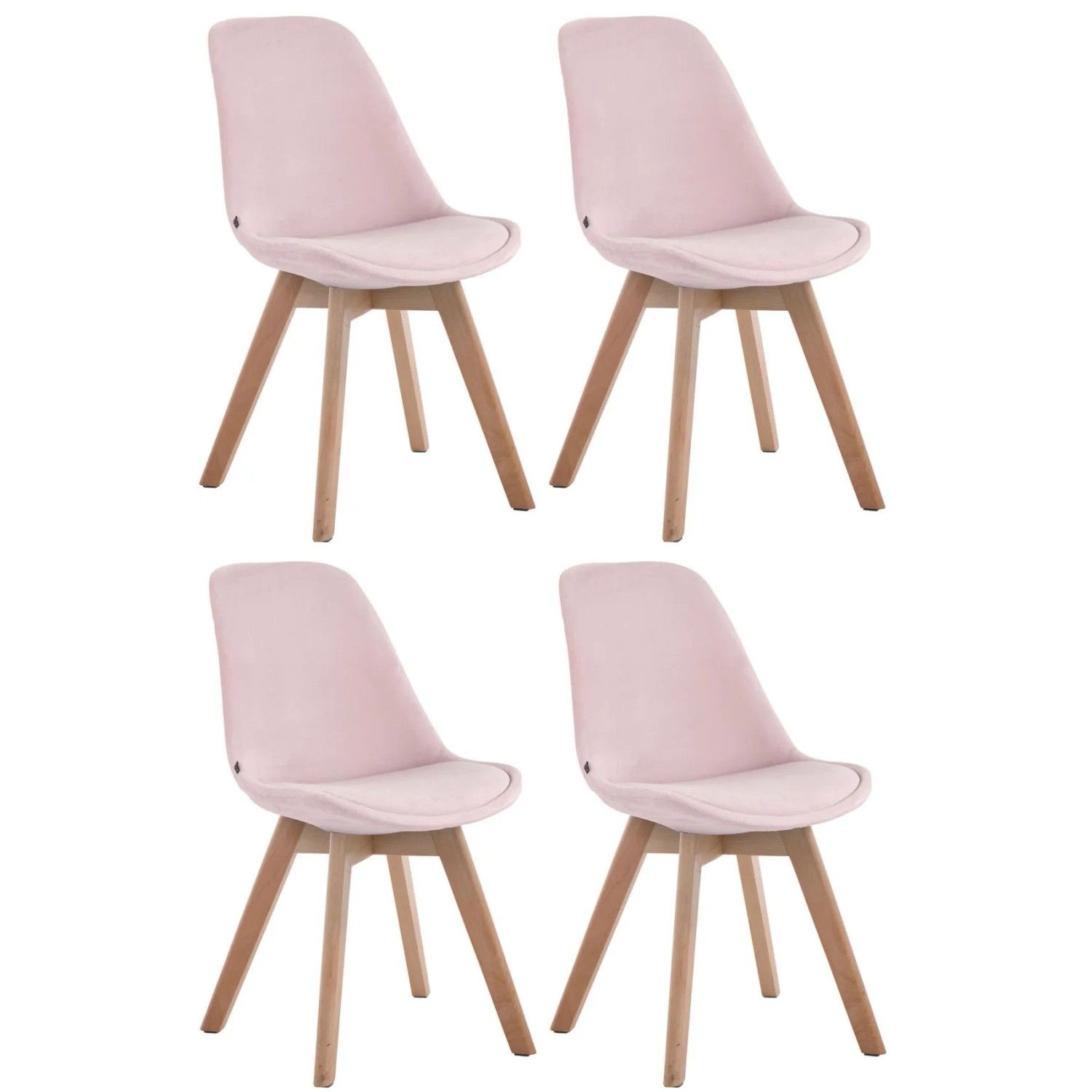 CLP 4er Set Besucherstühle Borneo Samt Pink/Natura