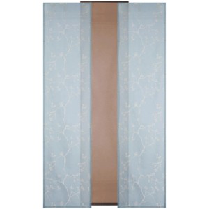 Bestlivings Schiebegardine Elena 3er Set in Hellblau und Braun mit floralem Muster.