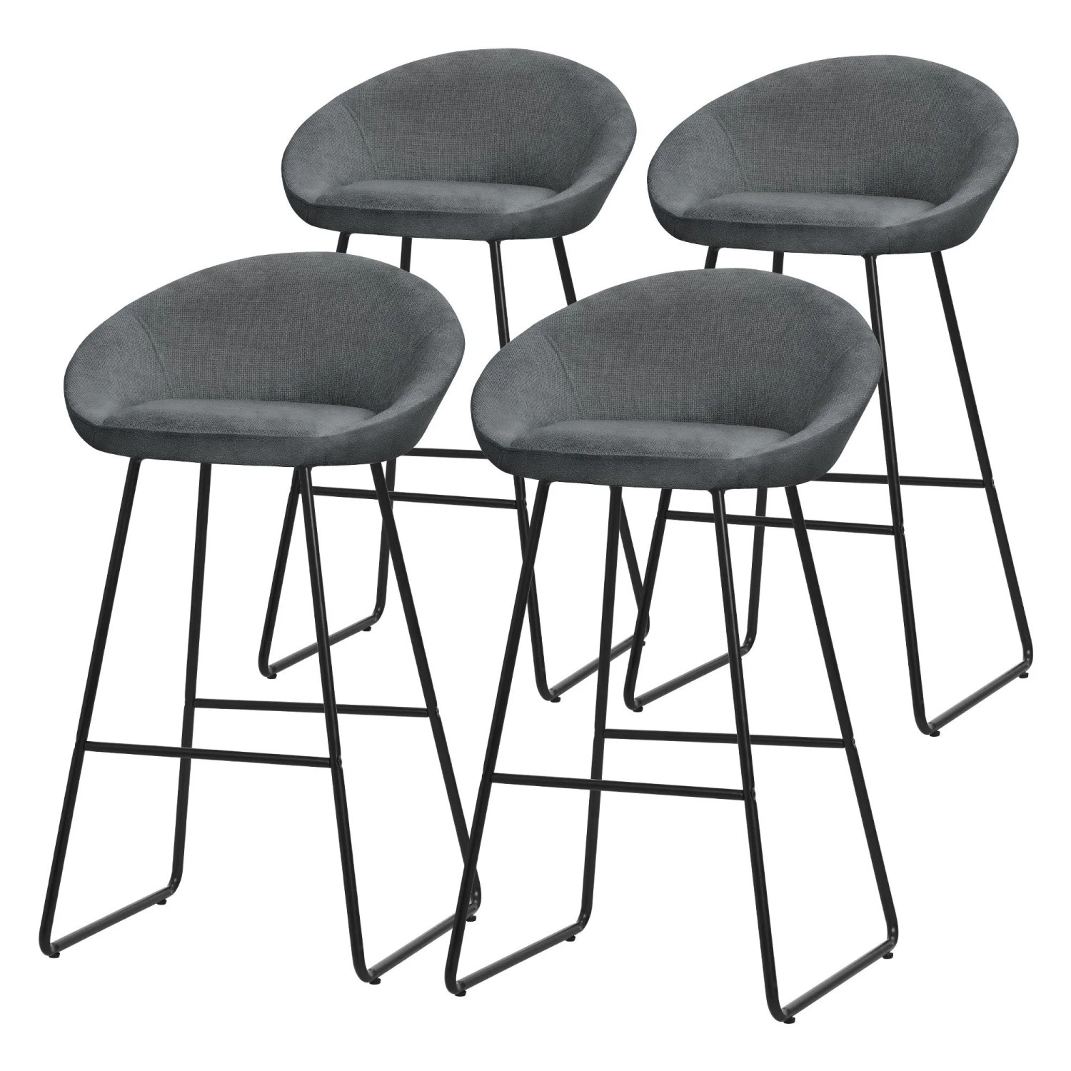 ML-Design Barhocker 4Er Set Anthrazit mit Stoffbezug 75 cm Hoch günstig online kaufen