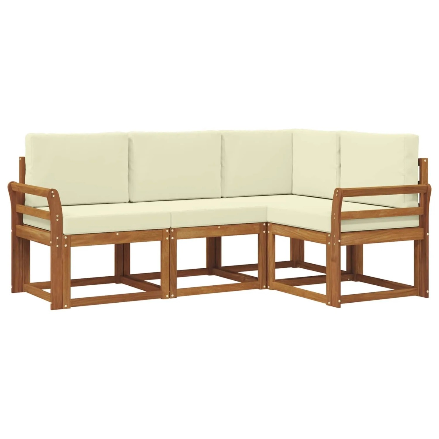 vidaXL Outdoor-Sofagarnitur mit Kissen 4 Stk Natur und Creme 3366323
