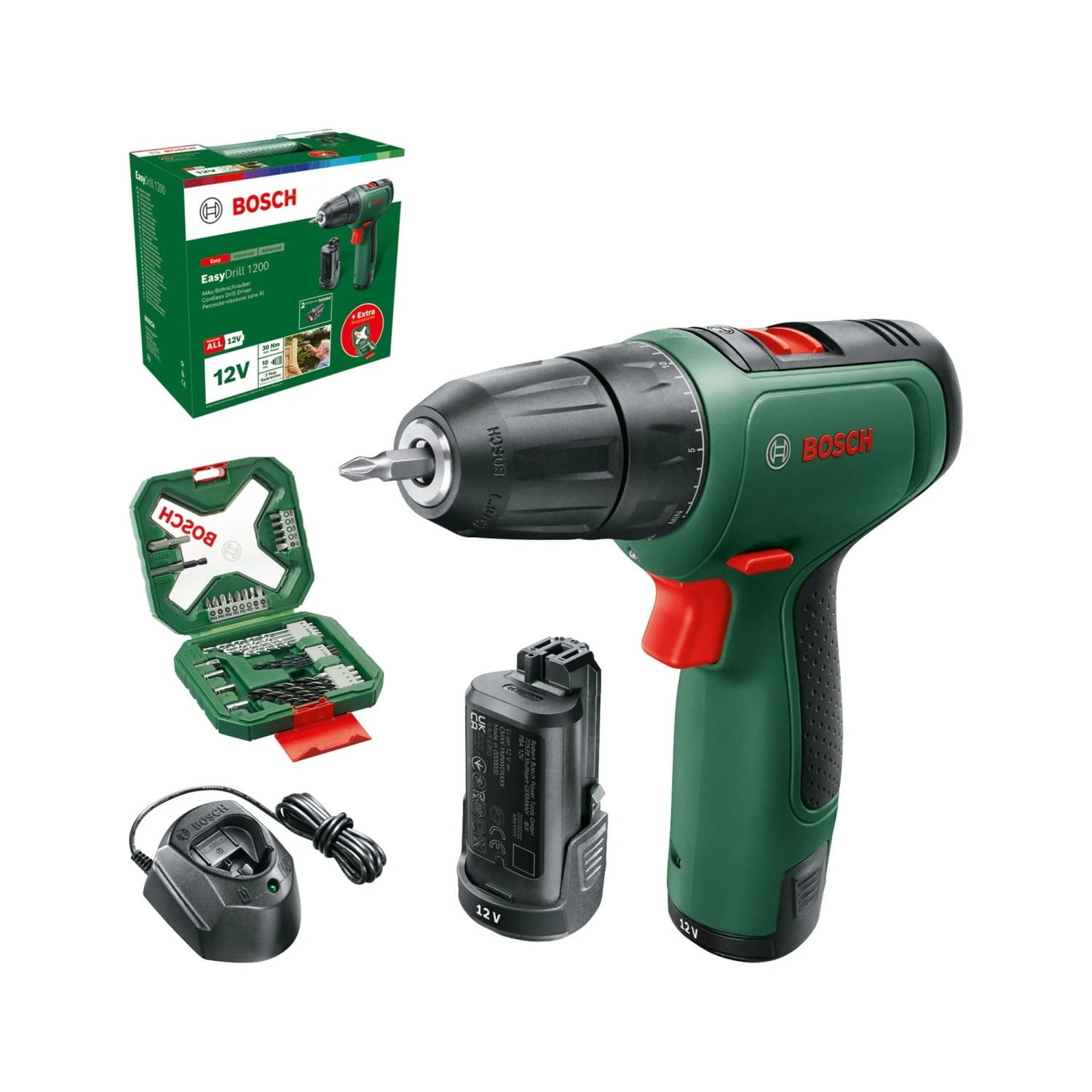 Bosch 12 V Akku-Bohrschrauber EasyDrill 1200 inkl. 1,5 Ah Akkus mit Koffer