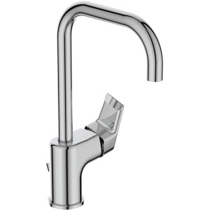 Ideal Standard Waschtischarmatur Tesi, Chrom, hoher Auslauf. Waschbeckenarmatur mit Zugknopf-Ablaufgarnitur.