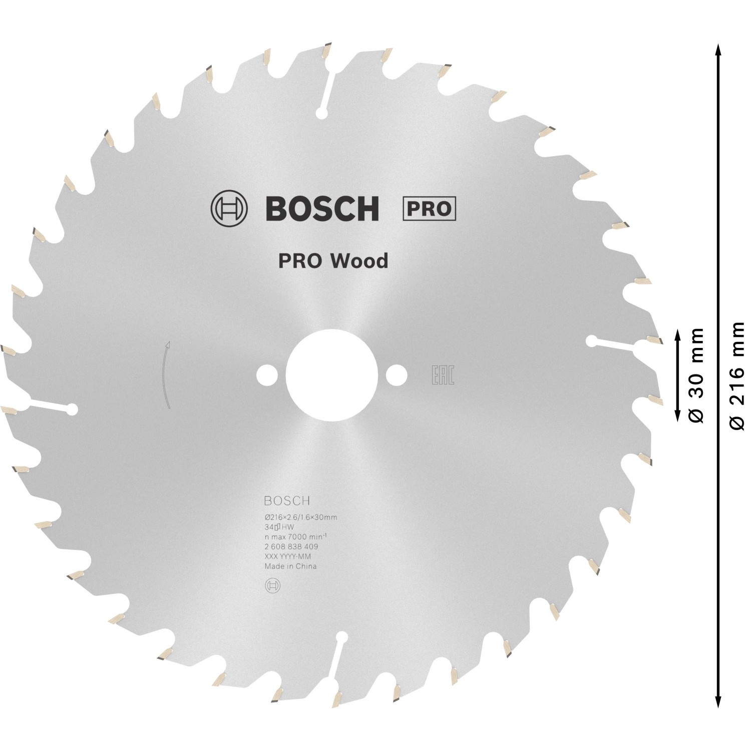 Bosch Kreissägeblatt Optiline Wood Ø 216 mm x 30 mm x 2,6 mm /1,6 mm 34 Zähne_4