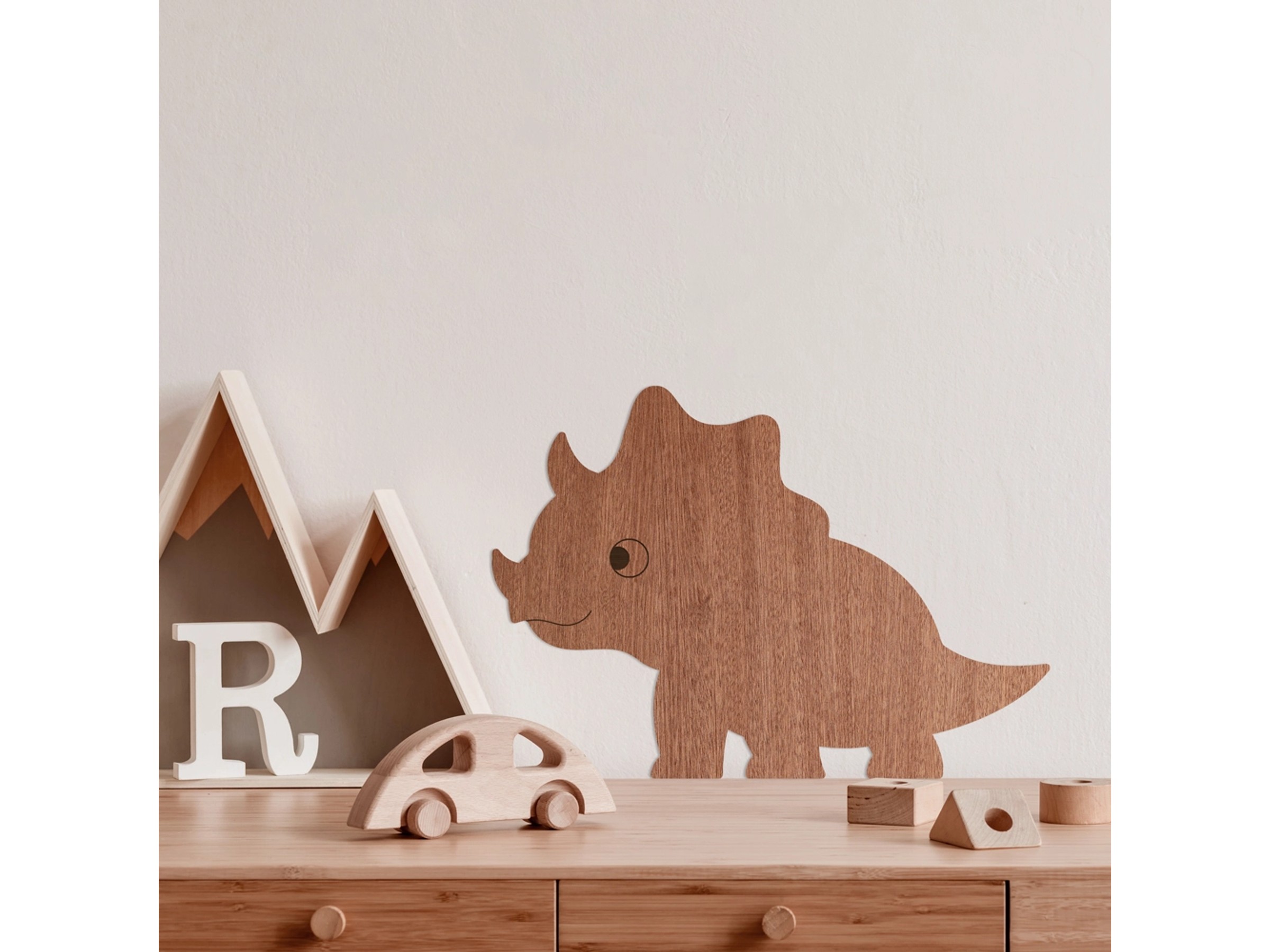 Dinosaurier Wandhaken Aus Walnussholz – Set Mit 4 Dinos Für Kinderzimmer & Flur, Inkl. Montagematerial