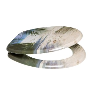 Sanilo WC-Sitz Beach aus Holz mit Strandmotiv für ein maritimes Badambiente.