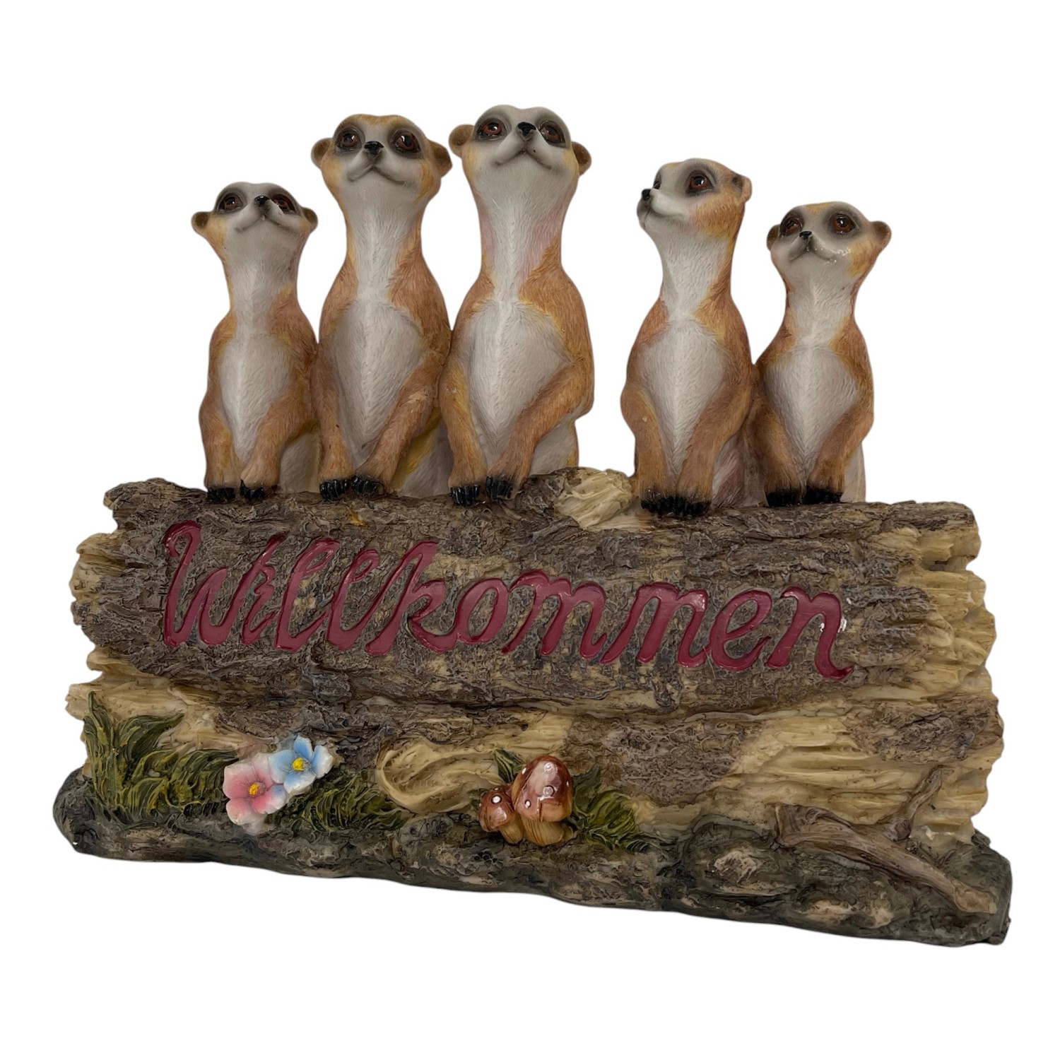 Dekofigur Erdmännchen Willkommenschild 25 cm günstig online kaufen