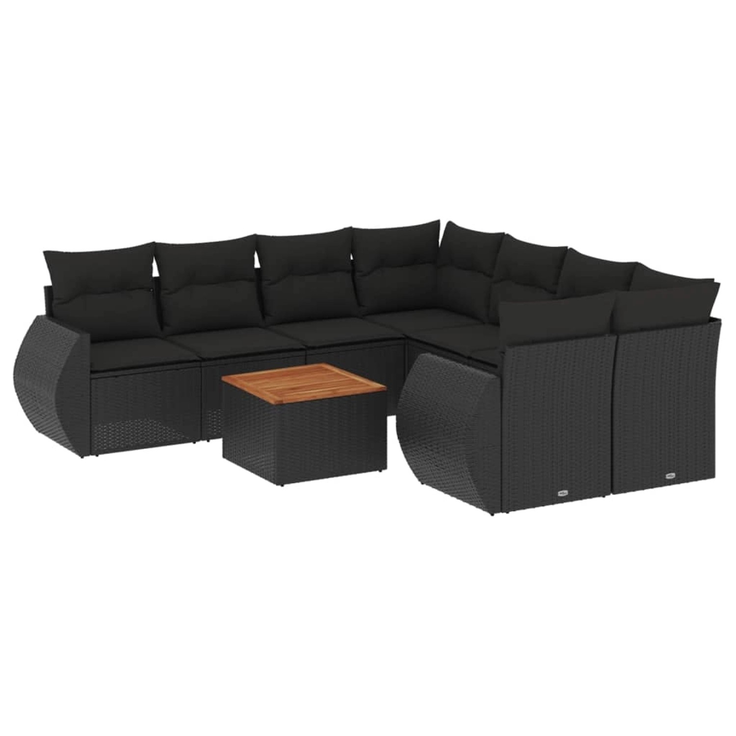 vidaXL 9-Tlg Garten-Sofagarnitur mit Kissen Schwarz Poly Rattan 3257259 günstig online kaufen