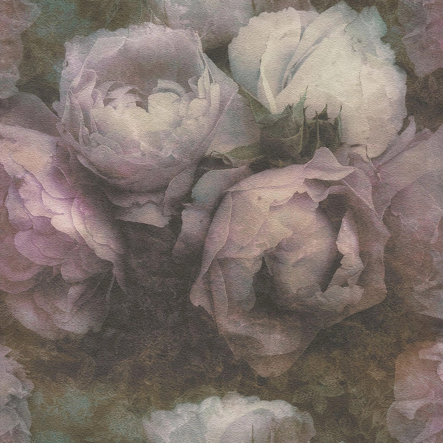 PROFHOME 373922-GU Blumen Tapete Floral Matt Violett Grau Weiß 0,53 m x 10, günstig online kaufen