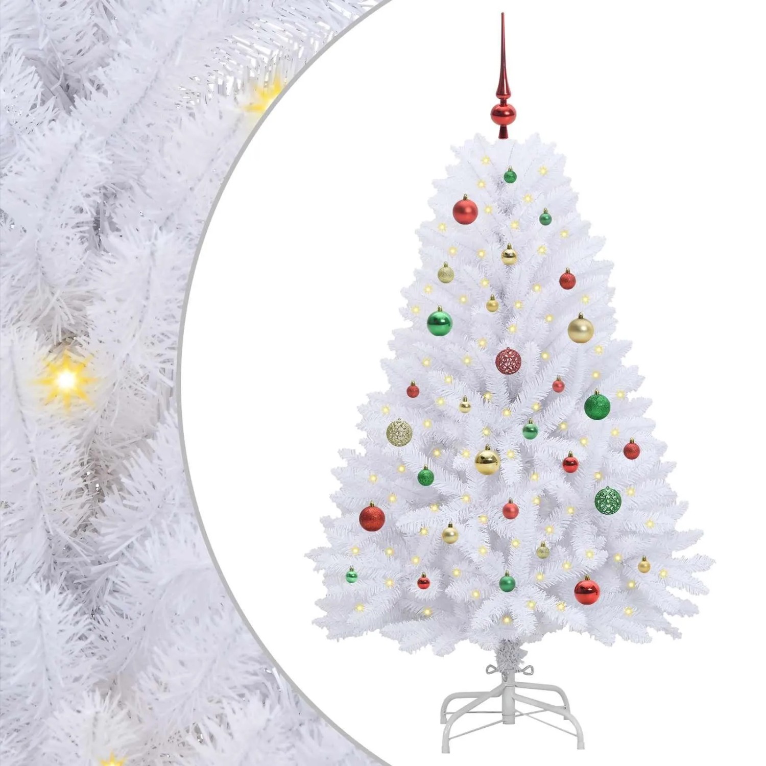 vidaXL Künstlicher Klappbarer Weihnachtsbaum Weiß 150 cm PVC und Stahl 3426593