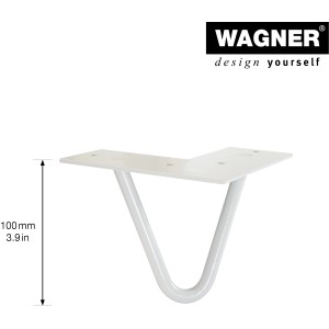 Wagner Möbelbein Hairpin, 100 mm, Light Grey, aus Stahl mit Anschraubplatte für Möbelbau.