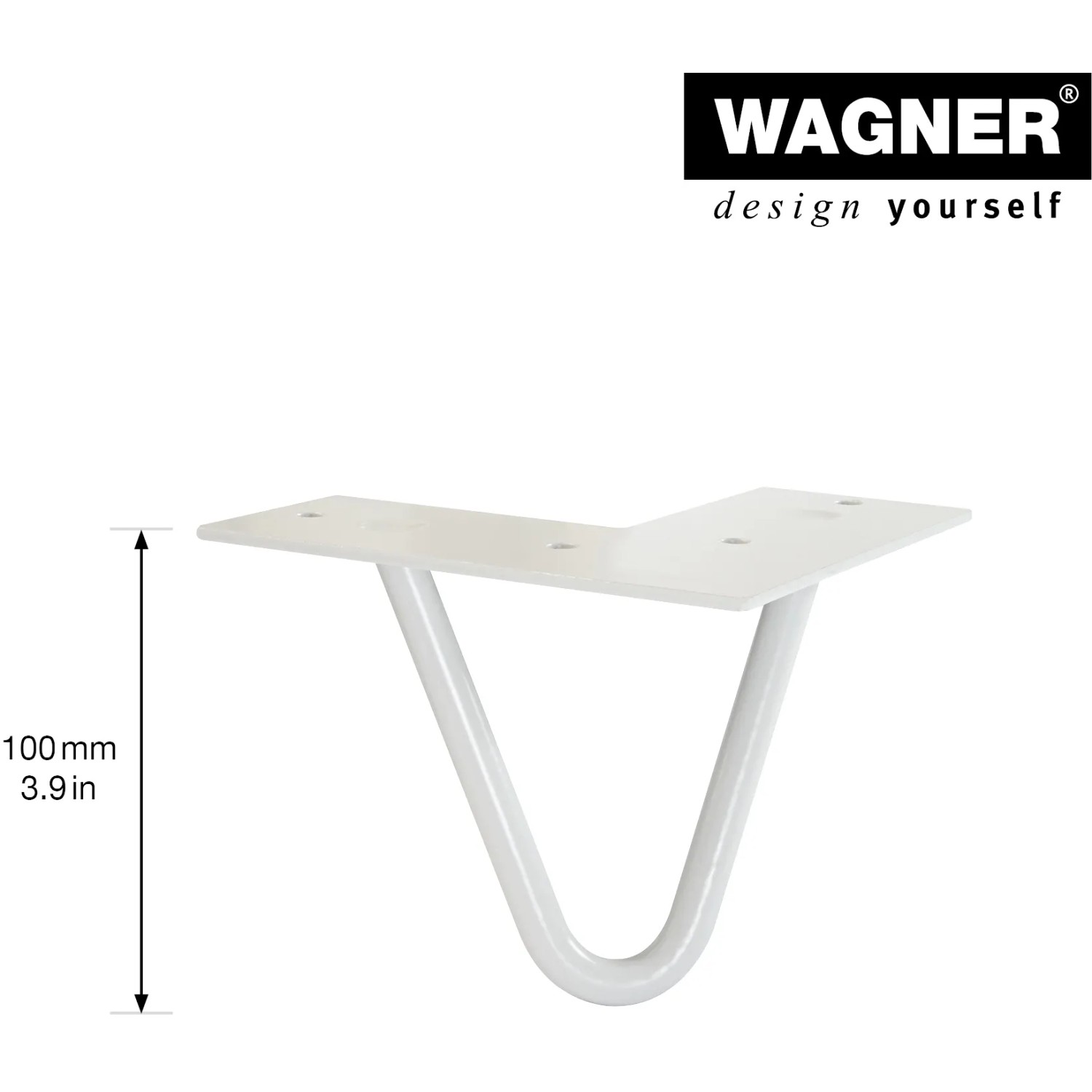 Wagner Möbelbein Hairpin, 100 mm, Light Grey, aus Stahl mit Anschraubplatte für Möbelbau.