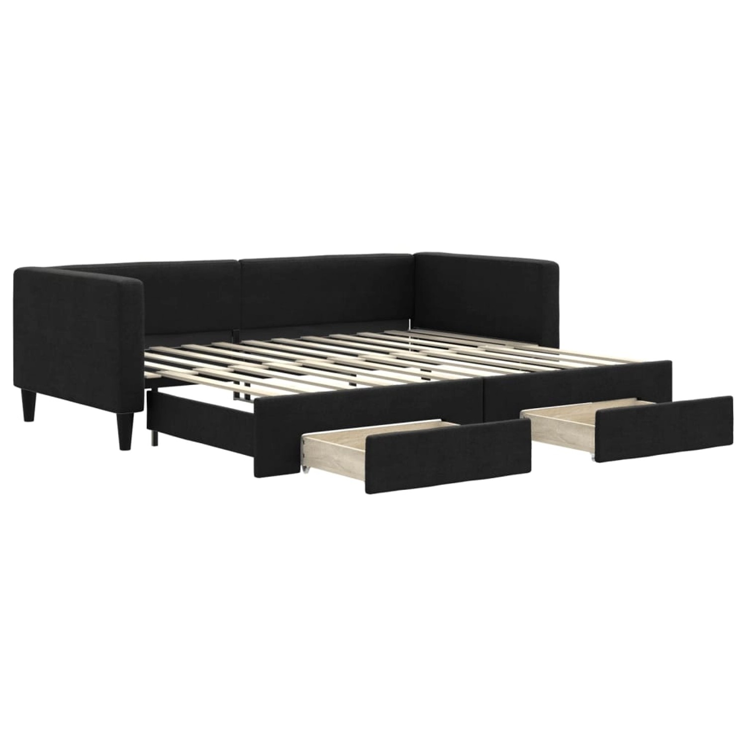 vidaXL Tagesbett Ausziehbar mit Schubladen Schwarz 90x200 cm Stoff1886806 günstig online kaufen