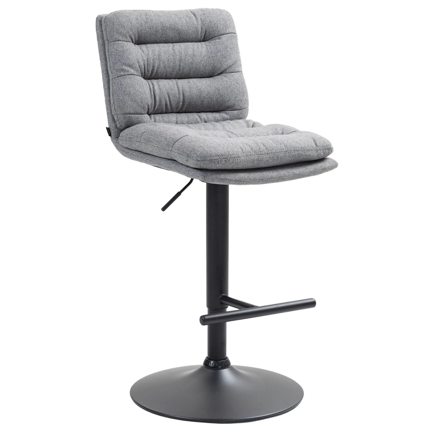 DELUKE Barhocker TURIN Grau Stoff Schwarz Barstuhl Mit Lehne Tresenhocker Tresenstuhl