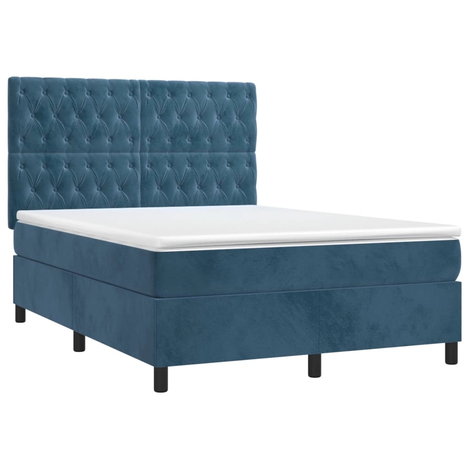 vidaXL Boxspringbett mit Matratze & LED Dunkelblau 140x190 cm Samt 3136303 günstig online kaufen