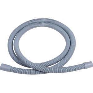 Grauer Ablaufschlauch, 2 m, für Wasch- und Spülmaschinen mit zwei Anschlussmuffen.