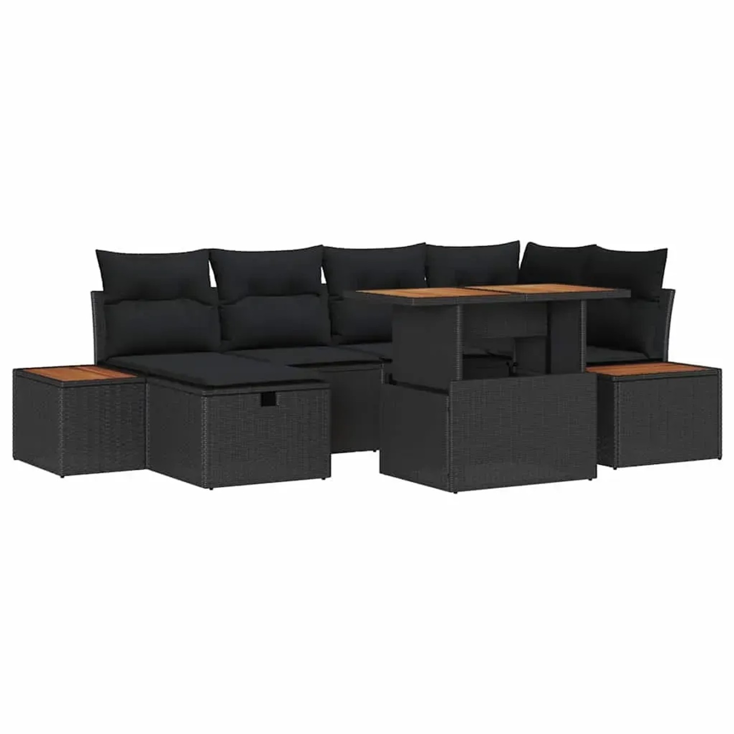 vidaXL Garten-Sofa-Set Höhenverstellbar 7-Tlg Schwarz Poly Rattan 3361410 günstig online kaufen