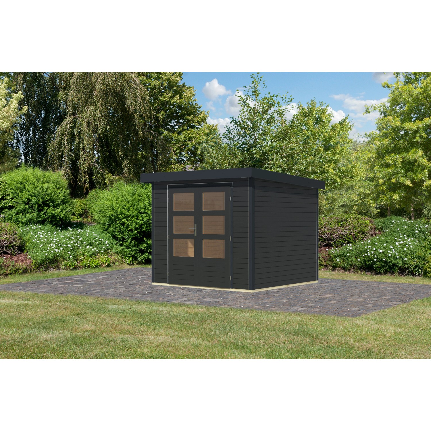 Karibu Gartenhaus Diego 3 C Anthrazit/Anthrazit 209 x 238 x 213 cm günstig online kaufen