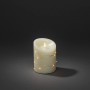Konstsmide LED Echtwachskerze mit 3D-Flamme und silberfarbenem Draht für stimmungsvolle Innen-Weihnachtsdeko.
