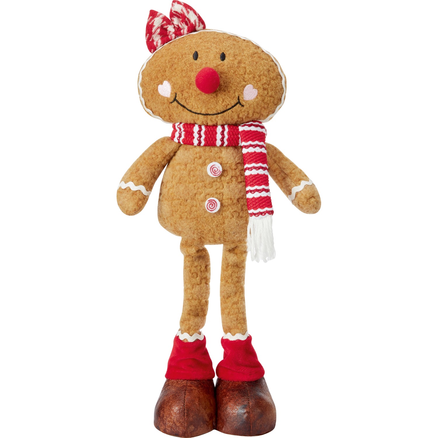 Stoff-Lebkuchenfigur Stehend Braun-Rot-Weiß 16 cm x 8 cm x 40 cm