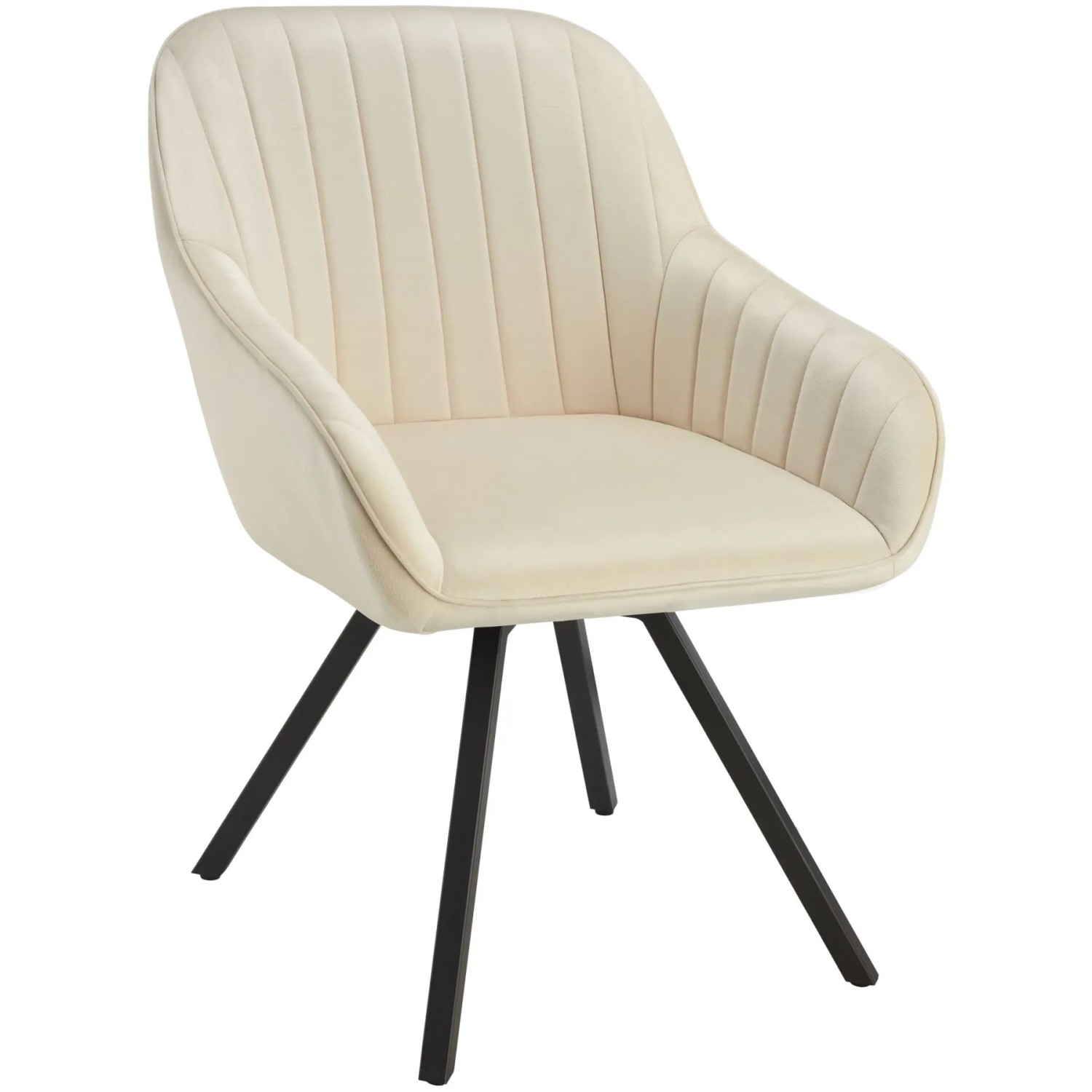 Tectake Drehbarer Armlehnstuhl  Snug Gepolstert  In Samtoptik  Mit Durchgehender Lehne  58 x 58 x 82 cm Creme
