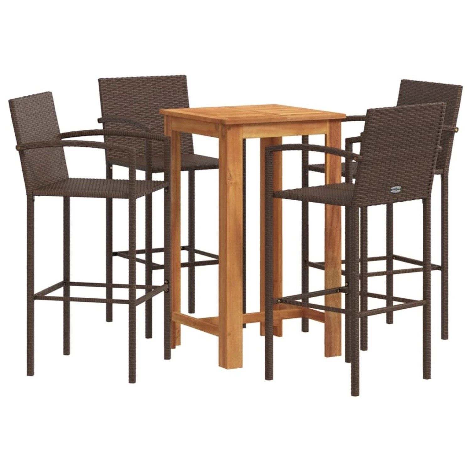 vidaXL 5-Tlg Gartenbar-Set Braun Massivholz Akazie und Poly Rattan 3295275