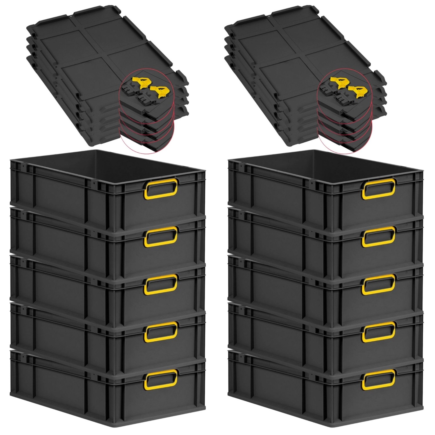PROREGAL SuperSparSet 10x Eurobox Nextgen Color Mit Scharnierdeckel HxBxT 1 günstig online kaufen