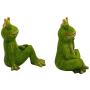 2er Set Froschkönige als Gartenfiguren für Teich und Garten, 10x14x15cm.