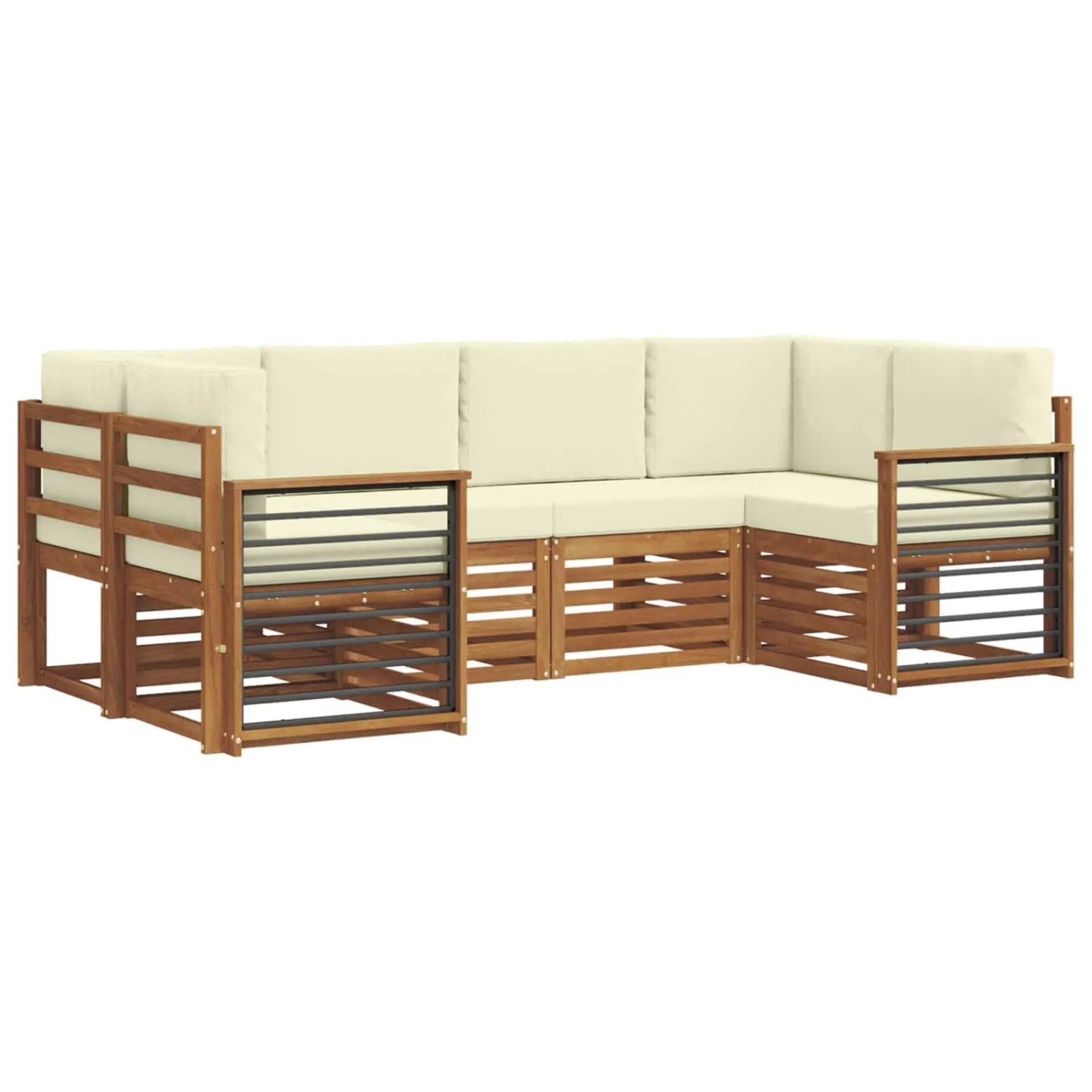 vidaXL Sofagarnituren 6 Tlg Natur und Creme Massivholz Akazie 3375380