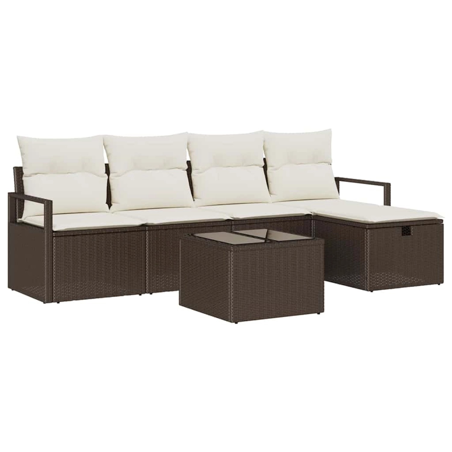 vidaXL 6-Teiliges Garten-Sofa-Set mit Kissen in Braun aus Poly Rattan 33604 günstig online kaufen