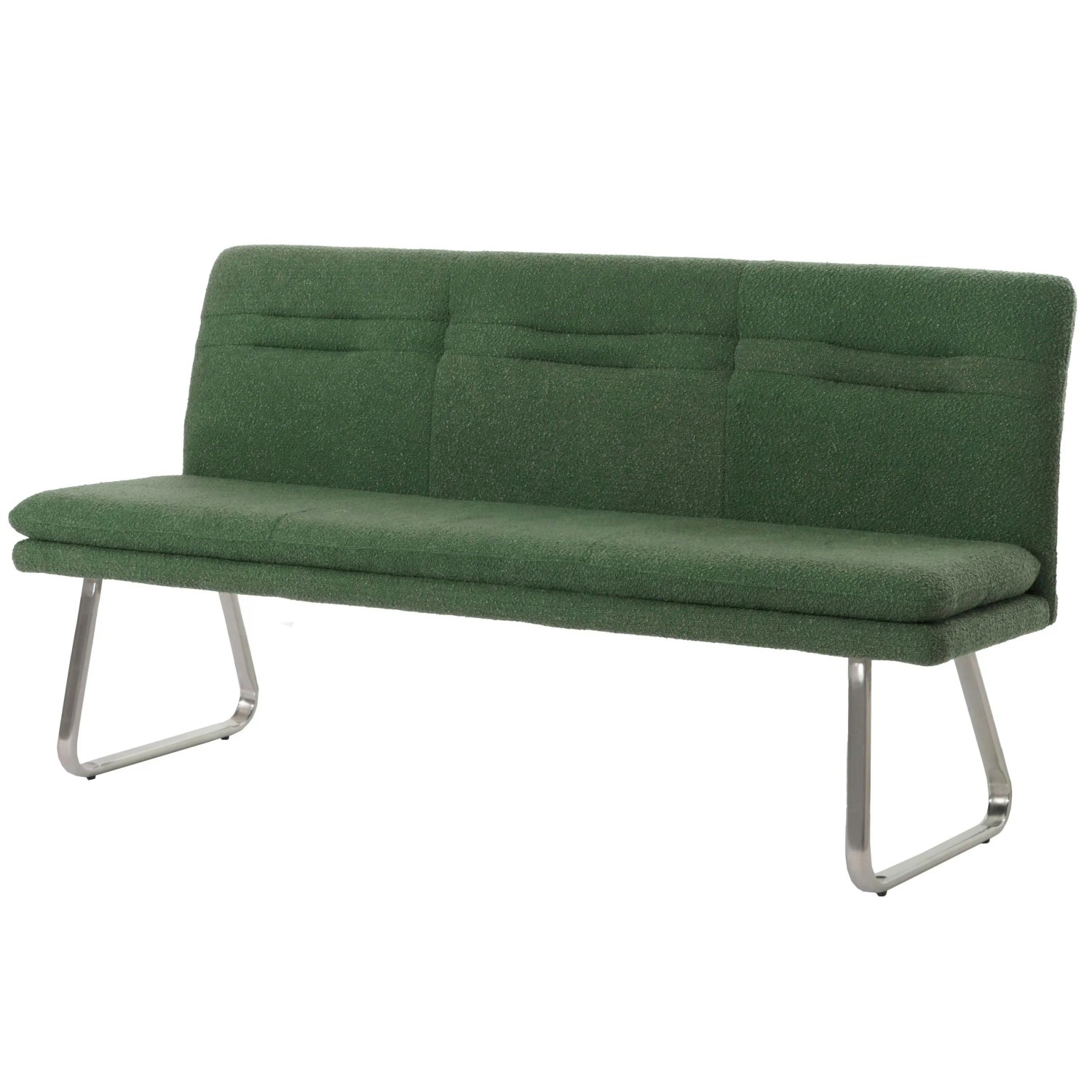 MCW Sitzbank H70 Lehne Stoff/Textil Bouclé Edelstahl Gebürstet 180cm Grün