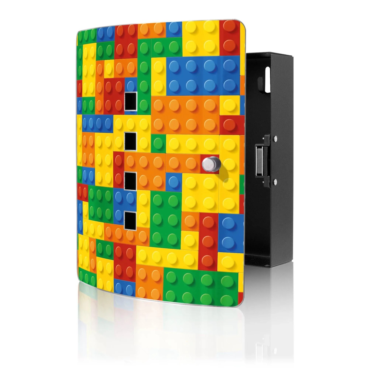 Banjado Design Schlüsselkasten Aus Edelstahl Für 10 Schlüssel 24x21,5x7cm Mit Magnetverschluss Motiv Bausteine