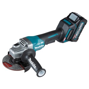 Makita Akku-Winkelschleifer GA013GM201 mit 40V Akku und Zusatzhandgriff.