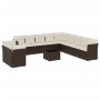 Braune vidaXL Garten-Sofagarnitur aus Rattan mit cremefarbenen Kissen und Tisch, ideal für Terrasse und Garten.