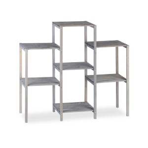 Relaxdays Blumenregal Tannenholz Grau mit 7 Ablagen 86 cm x 95 cm x 29 cm 2,9 kg