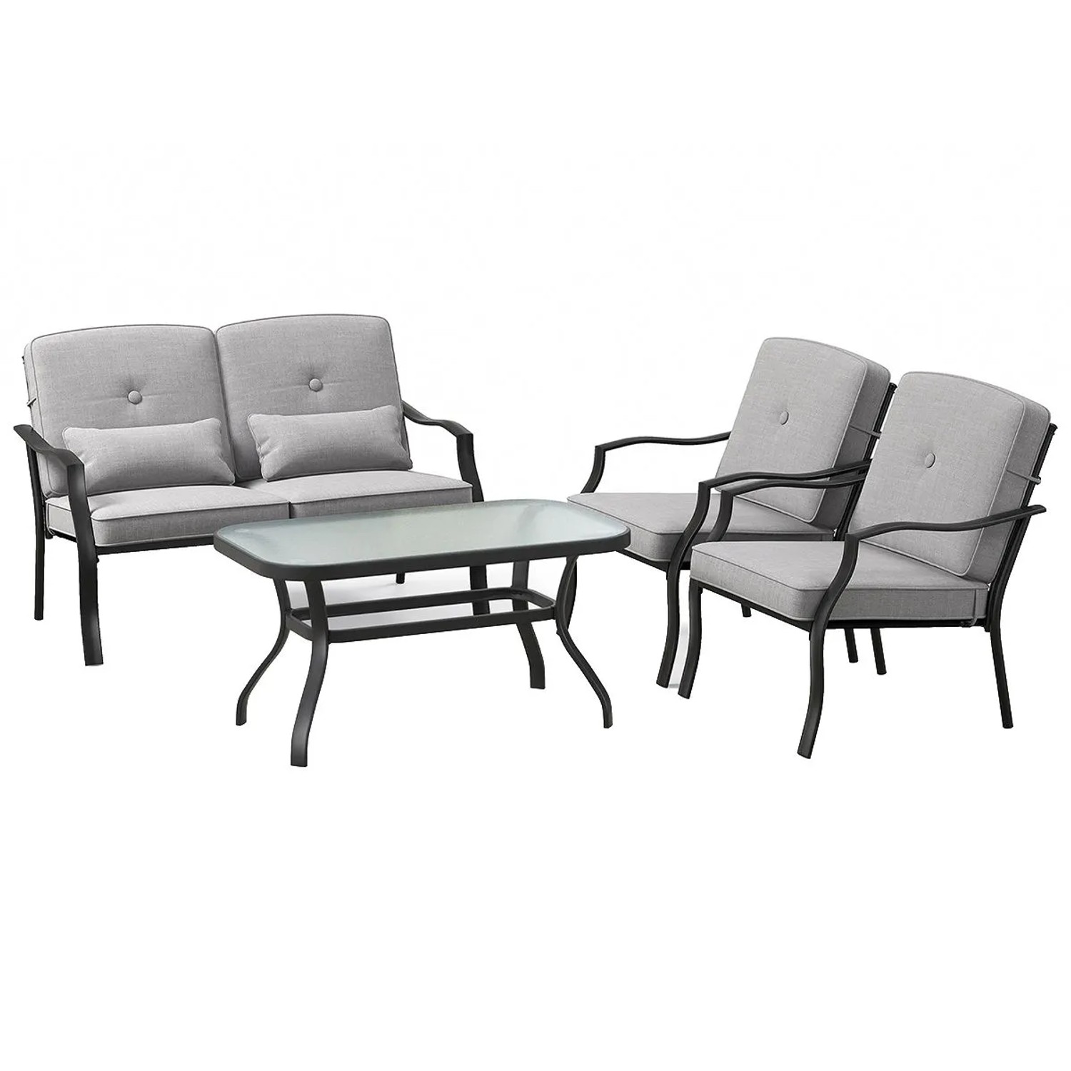 Costway 4-Tlg Gartenmöbel Set Sitzgruppe für 4 Personen mit Kissen