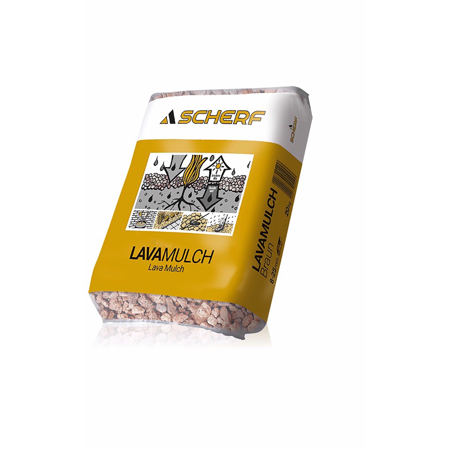 Sack Lavamulch, braun, 8-25 mm, 20 kg. Zierkies für Gartenwege, Steingärten und mehr.