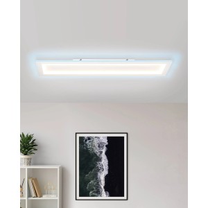 Weiße, rechteckige Eglo LED Deckenleuchte Padrogiano-Z mit Farbwechsel (CCT) und smarten Funktionen.