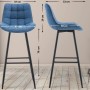 Blauer DELUKE Barhocker SYDNEY mit Lehne und schwarzen Beinen.
