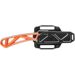 Gerber Gürtelmesser Exo-Mod Drop Point mit orangefarbenem Griff in schwarzer Scheide.