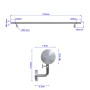 Technisches Diagramm: Duschparadies Edelstahl Handlauf 120 cm Komplettset mit Halterungen und Maßen.