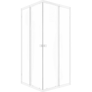 baliv Eckdusche DUK-90.11E, 77-90 cm, mit weißem Rahmen. Duschkabine für einfache Reinigung.