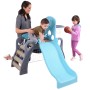 KidKraft 5-in-1 Klettergerüst mit blauer Rutsche, Leiter, Basketballkorb und Fußballtor. Kinder spielen drinnen/draußen.